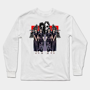 Ravens, coffins and dark girls on halloween Long Sleeve T-Shirt